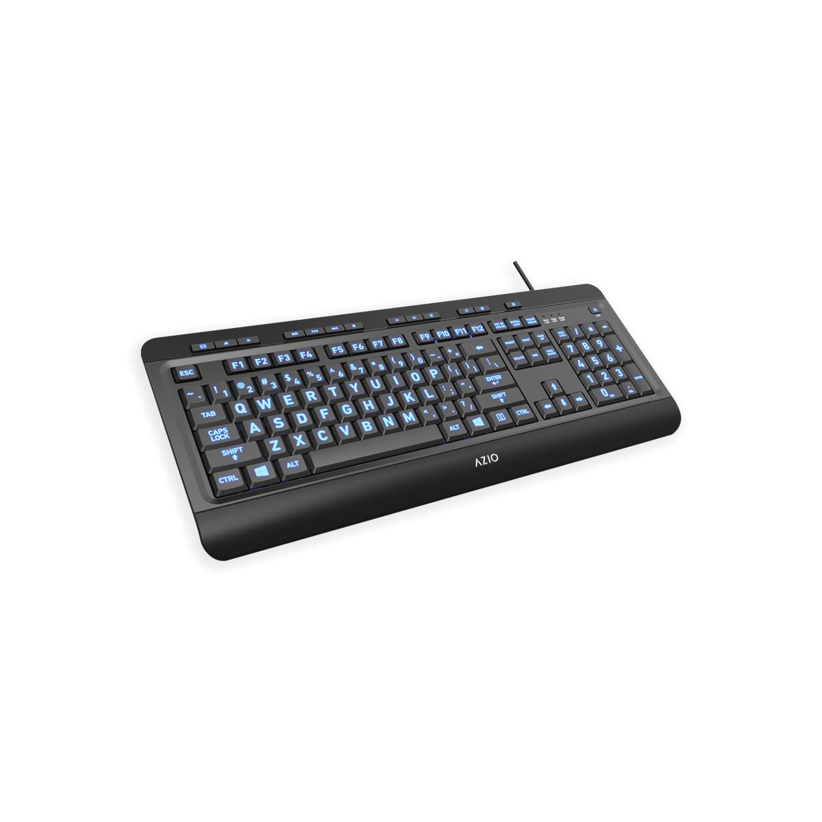Azio Large Print Keyboard   Usb Computer Keyboard With 3 Interchangeable Backlight Colors (Kb505U)
