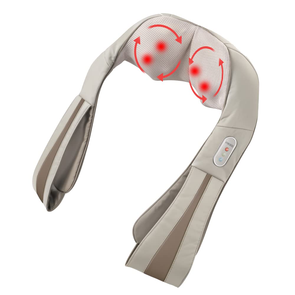 Homedics Neck Massager, Heated Shiatsu Neck, Shoulder And Back Massager With 3 Speeds, Changes Of Direction, And Convenient Stra