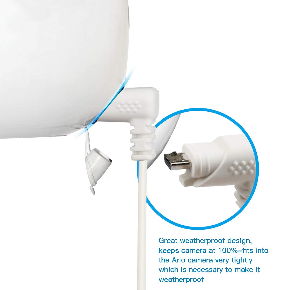 2 Pack Arlo Power Cable And Charger For Arlo Pro & Pro 2 And Arlo Go Arlo Charging Cable, Arlo Power Cord (White, 30Feet)