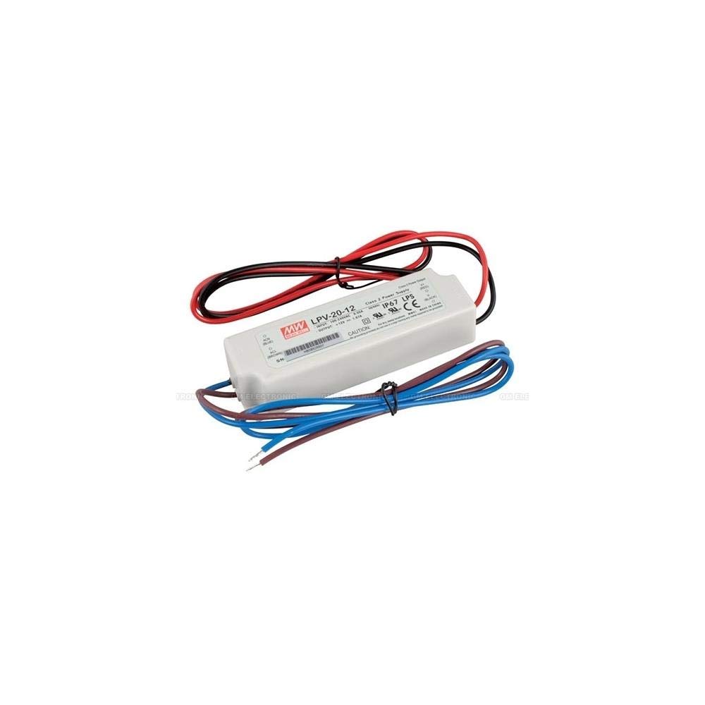 MEAN WELL LPV-20-12 AC to DC Power Supply, Enclosed LED Single Output, 12V, 1.67 Amp, 20W, 1.5 - 2102596