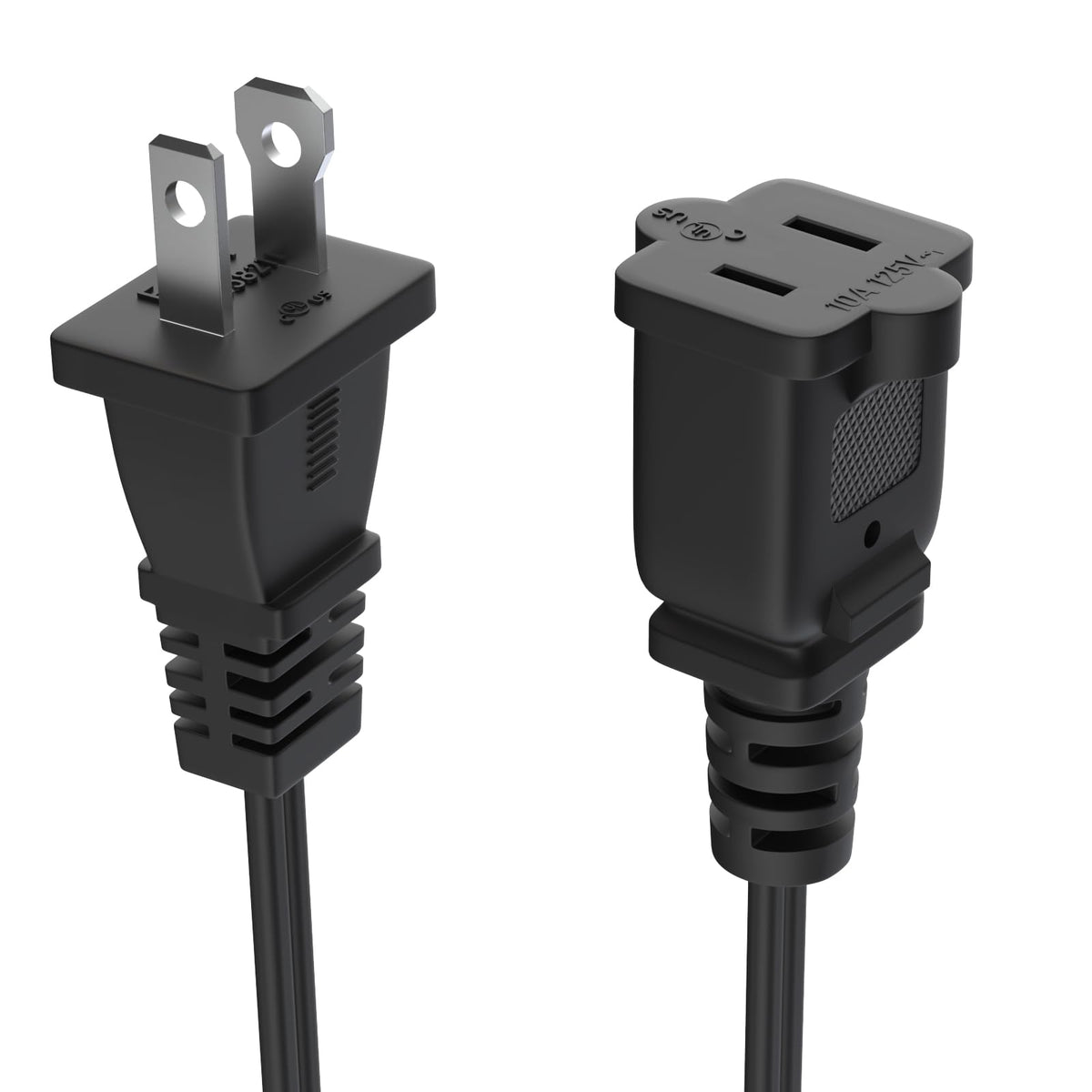 15 Ft Extension Cord Us 2 Prong Long Extension Cord Black 125V 10A Male To Female Power For Nema 1 15P To 1 15R