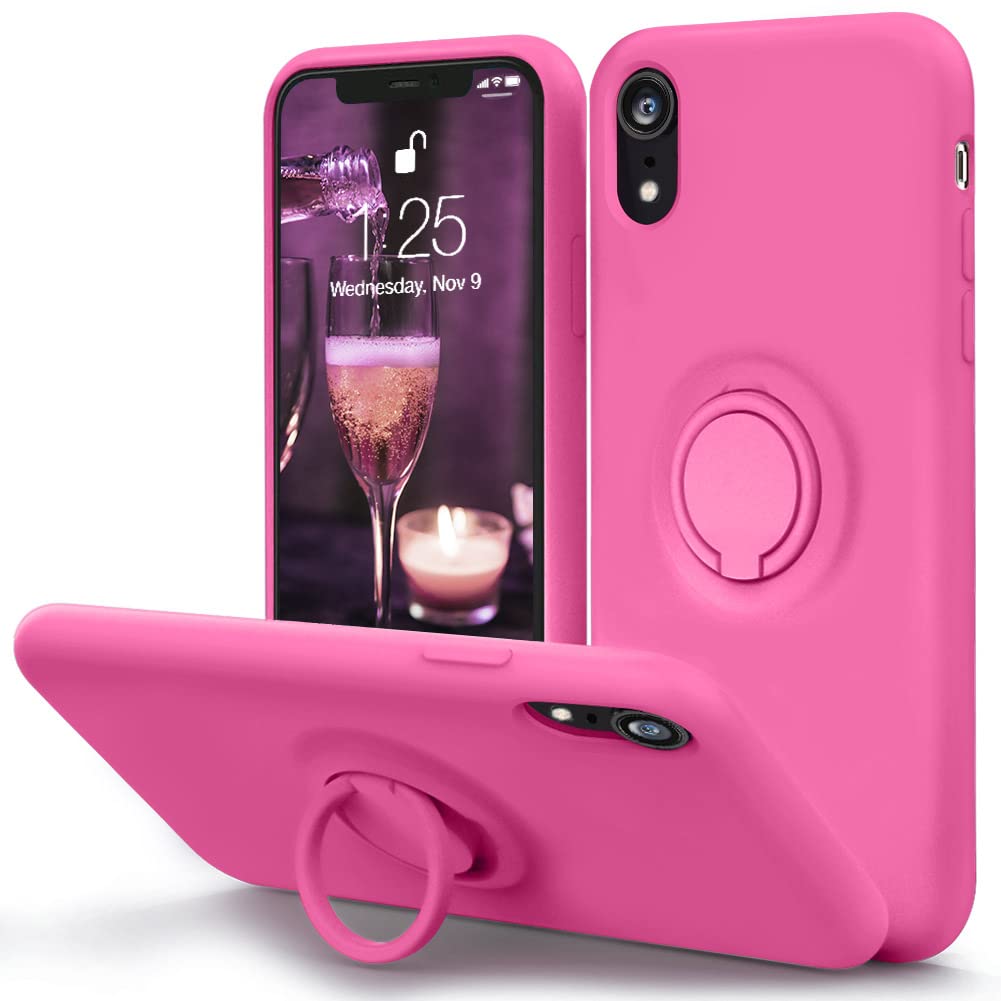 Mocca For Iphone Xr Case With Ring Kickstand | Super Soft Microfiber Lining | Anti Scratch Full Body Shockproof Protective Silic