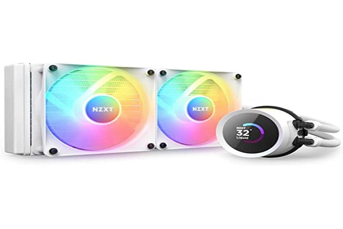 Nzxt Kraken 240 Rgb   Rl Kr240 W1 240Mm Aio Cpu Liquid Cooler   Customizable 1.54'' Square Lcd Display For Images, Performance M