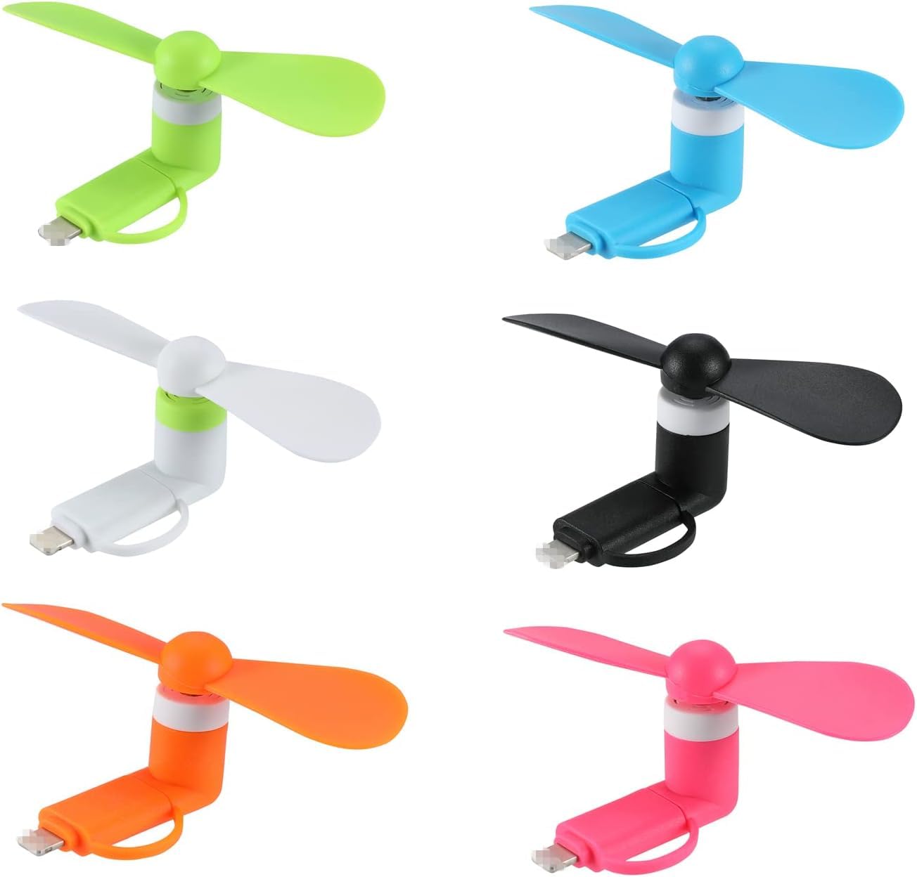 Sadahalu Mini Cell Phone Fan 6 Packs 2 In 1 Mobile Phone Fans Compatible With Iphone/Ipad/Android Smartphone/Tablet Fit For Type