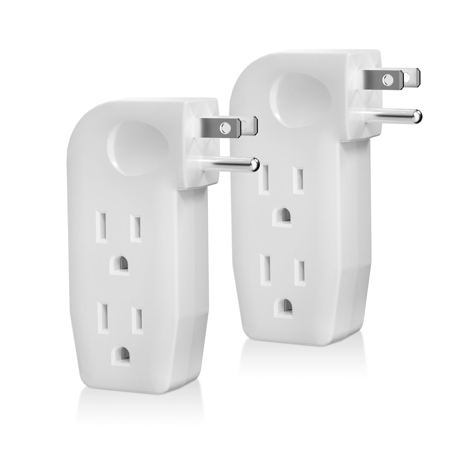 Oviitech 3 Way Outlet Vertical Wall Tap Splitter Adapter With 3 Prong Plug For Behind Furniture, Hard Plastic,Ul Listed,2Pk�