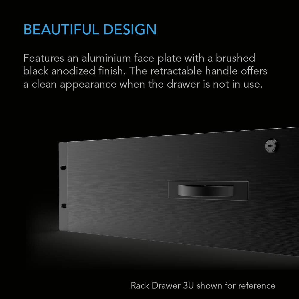Ac Infinity Rack Mount Drawer 2U With Aluminum Faceplate, With Lock And Key, For 19    Equipment Server Av Dj Cabinets Racks