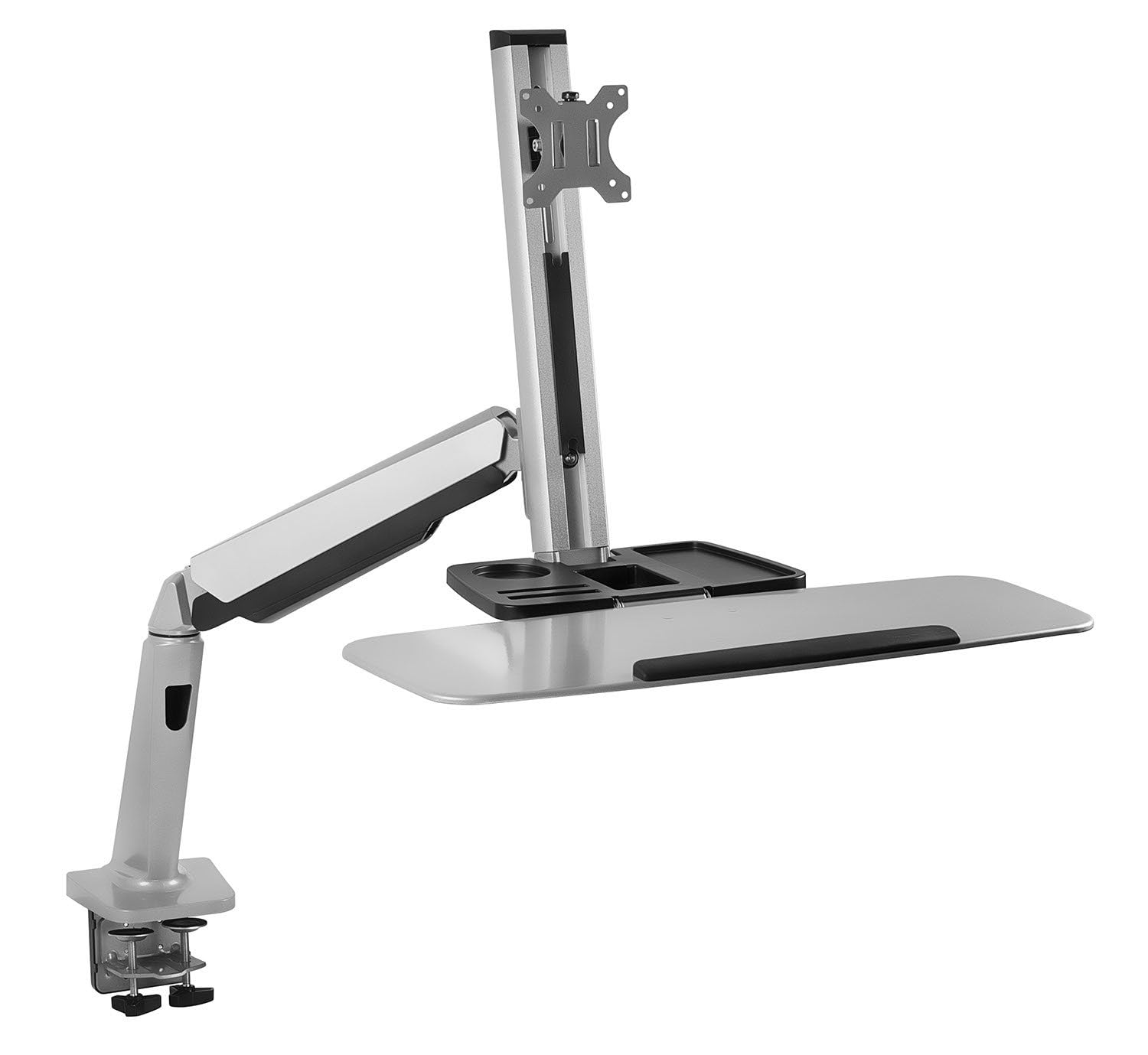 Mount It! Sit Stand Workstation for Single Monitor and Keyboard   Height Adjustable Standing Desk Mount with Monitor Mount and Keyboard Tray