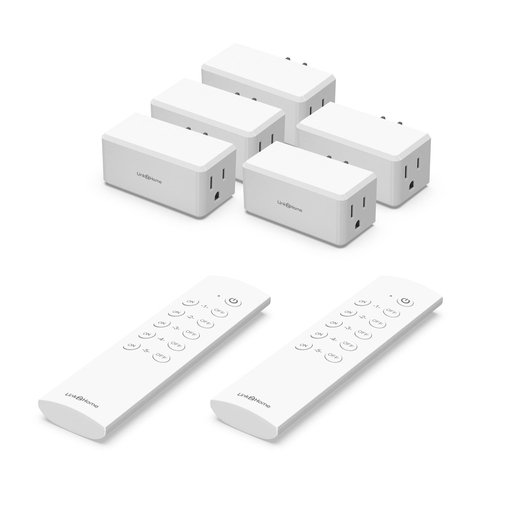 Link2Home Wireless Remote Control Outlet Light Switch, 100 Ft Range, Unlimited Connections. Compact Side Plug. Switch On/Off Hou
