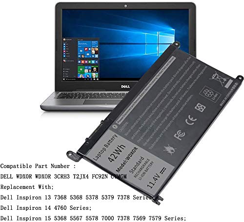 Wdx0R Laptop Battery For Dell Inspiron 13 15 5000 7000 Series 15 7579 7569, 13 5368, 17 5000 5770 Vostro 5468 5568 3Crh3 T2Jx4 F