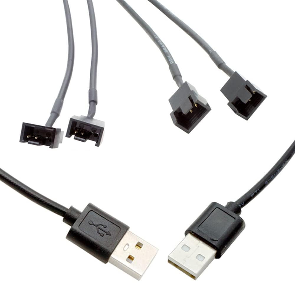 Gebildet 2 Pack Dual 4 Pin To Usb Fan Switch On Off Power Adapter Cable 1 To 2 Ways Splitter Usb To 4Pin 3Pin Pwm 5V Fan Connect