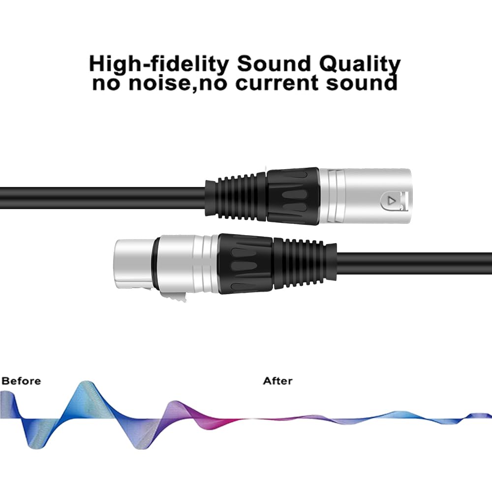 Dremake 33Ft Xlr Cable - Male To Female Balanced Patch Cord For Microphone, Dj, Pro & Live Sound - Black