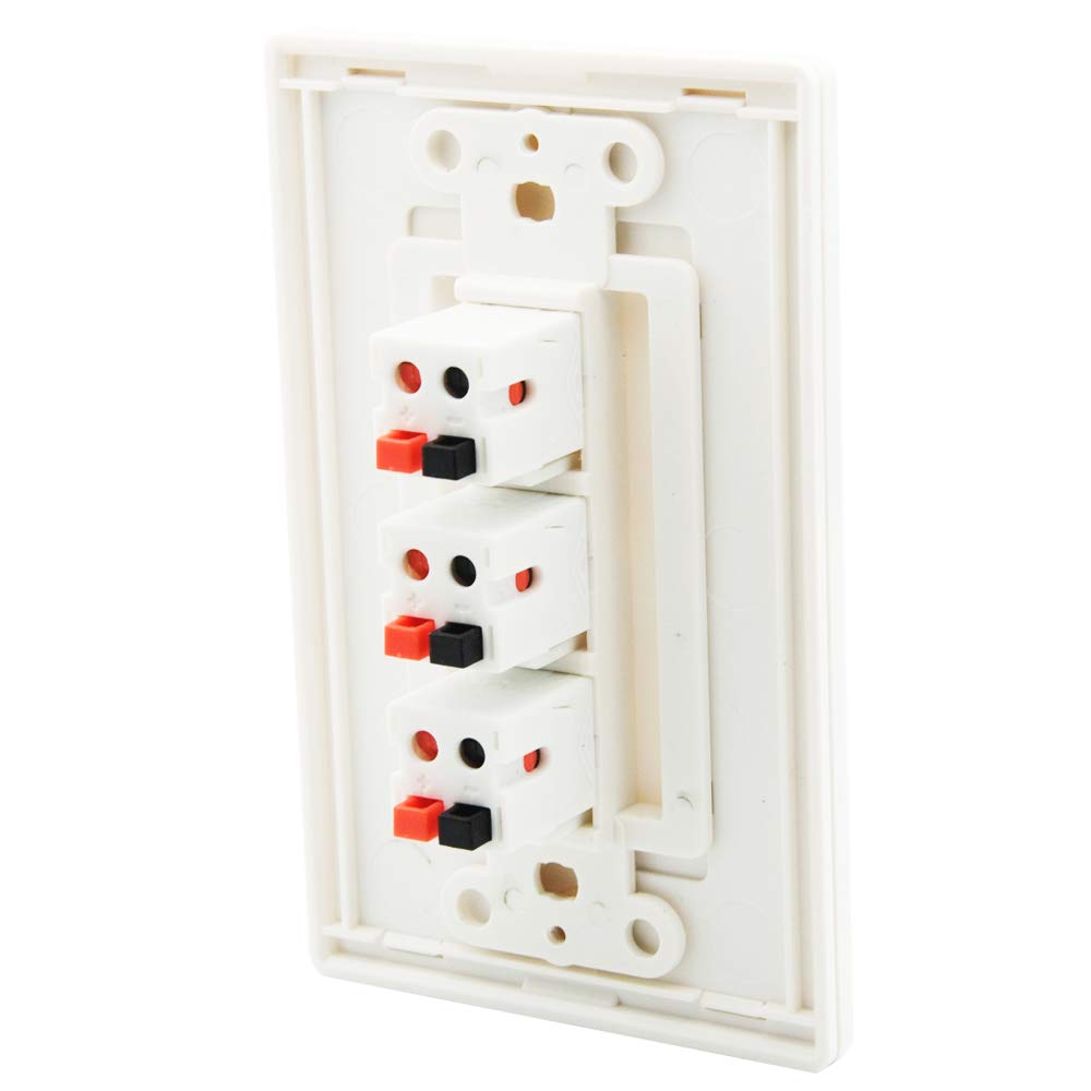 Diytech Premium 3 Speaker Wall Plate, Speaker Plug, Supports 3 Speaker Configurations, Speaker Port For Wall Speaker Wire, Speak