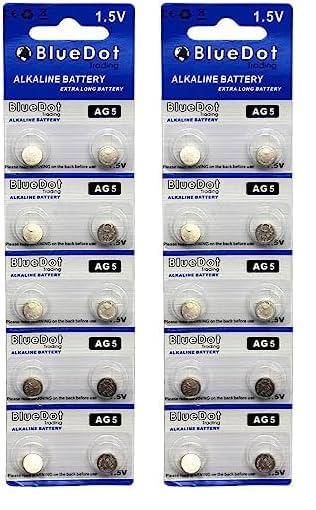 Bluedot Trading Ag5 Batteries 1.5V Alkaline Ag5 Lr754 754 Lr48 193 Button Cell Hearing Aid, Watch Batteries, And Other Electroni