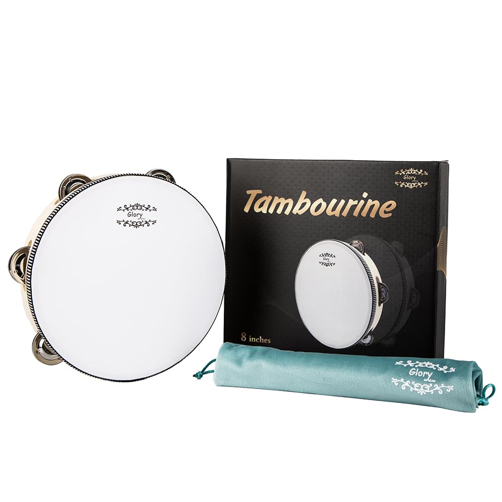 Glory Hand Held Tambourine Drum 8 Inch Bell Birch Metal Jingles Percussion Gift Musical Educational Drum Instrument For Ktv Part