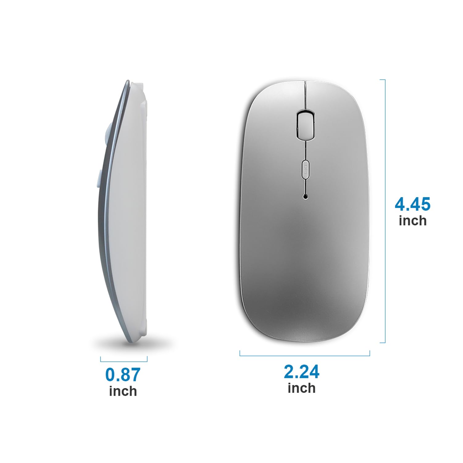 Sungi Bluetooth Mouse For Laptop/Tablet/Iphone/Android Pc,Rechargable Quiet Slim Mice Compatible With Windows/Linux,Silver(Not F