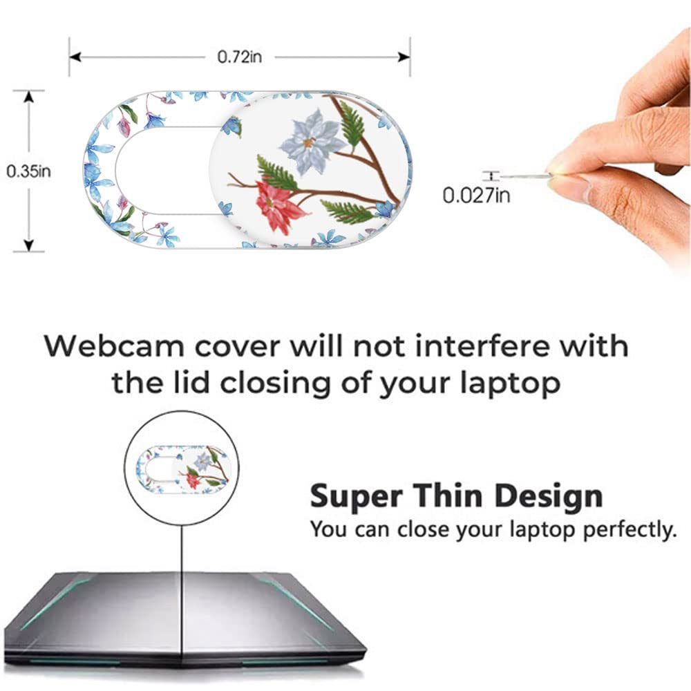 Laptop Camera Cover Slide Cute Flower 8 Pack, Webcam Cover Slide Phone Camera Cover, Ultra Thin Computer Camera Cover Slide Bloc