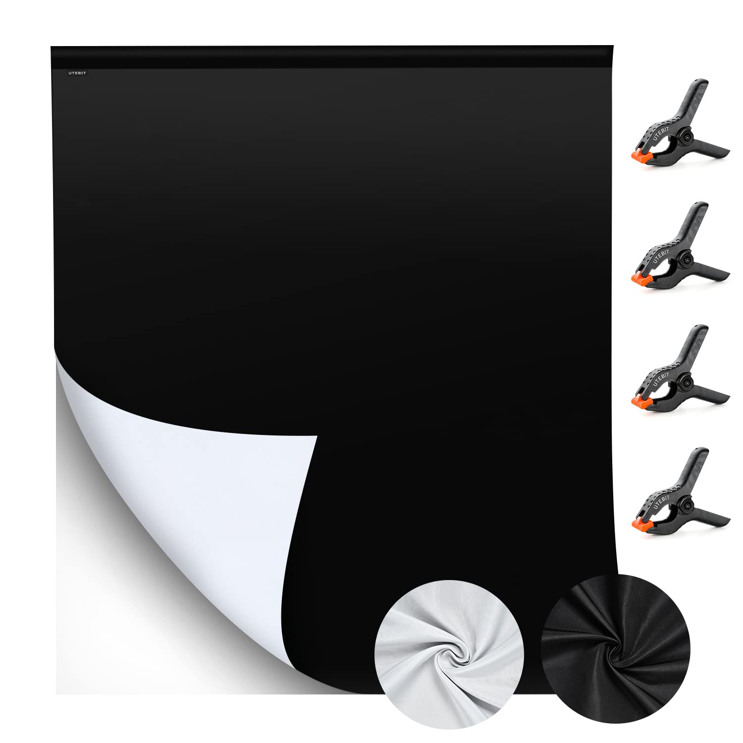 Utebit 6.5Ftx10Ft Black And White Backdrop Background For Photography, Black & White 2 In 1 Double Sided Photo Booth Backdrop Fo