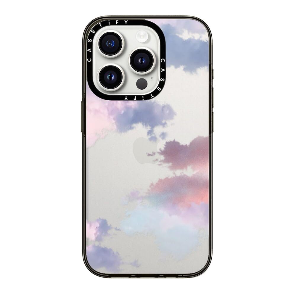 Casetify Compact Iphone 15 Pro Case [2X Military Grade Drop Tested / 4Ft Drop Protection]   Clouds   Clear Black