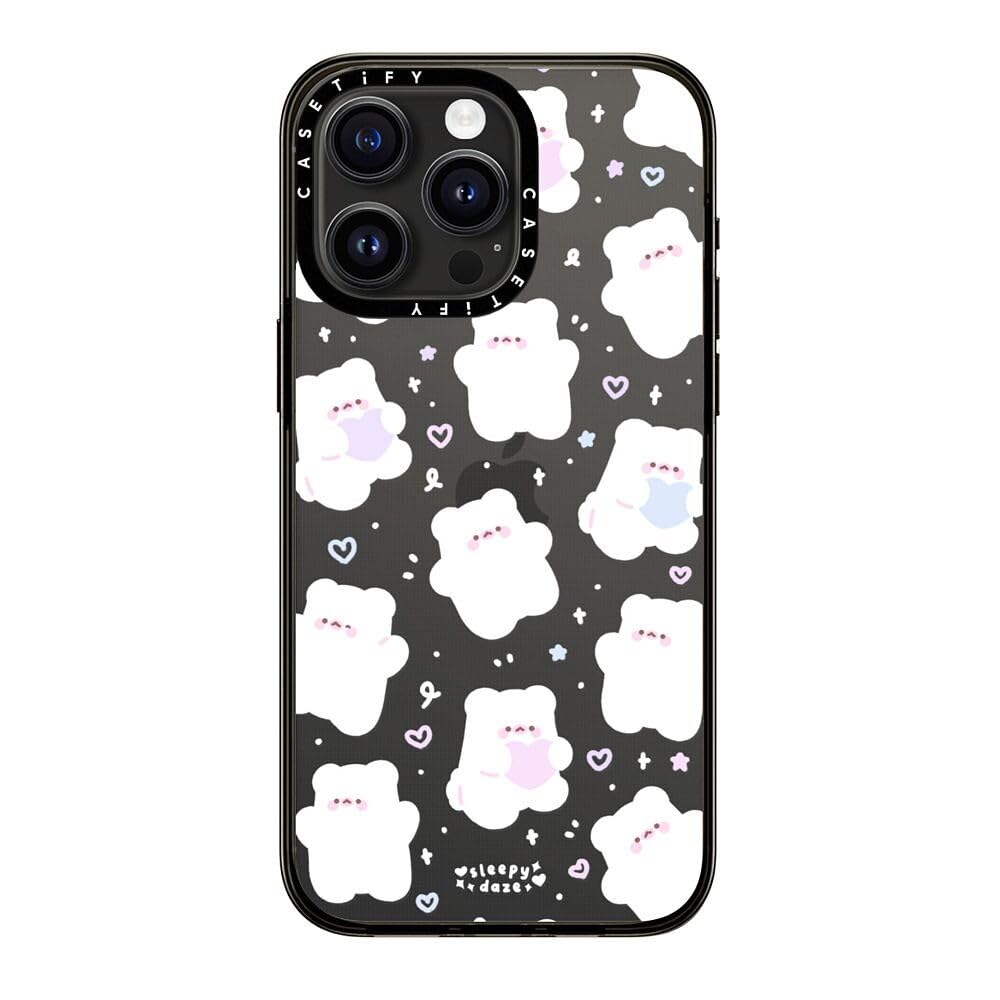 Casetify Compact Case For Iphone 15 Pro Max [2X Military Grade Drop Tested / 4Ft Drop Protection]   Mochi Doodles   Clear Black