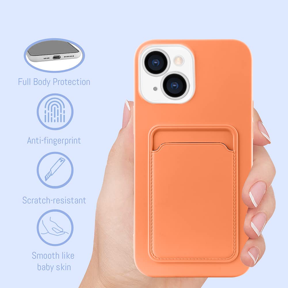 Mzelq Compatible With Iphone 13 (6.1 Inch) Case, Card Holder Camera Protection Cover For Iphone 13 + Screen Protector, Card Slot