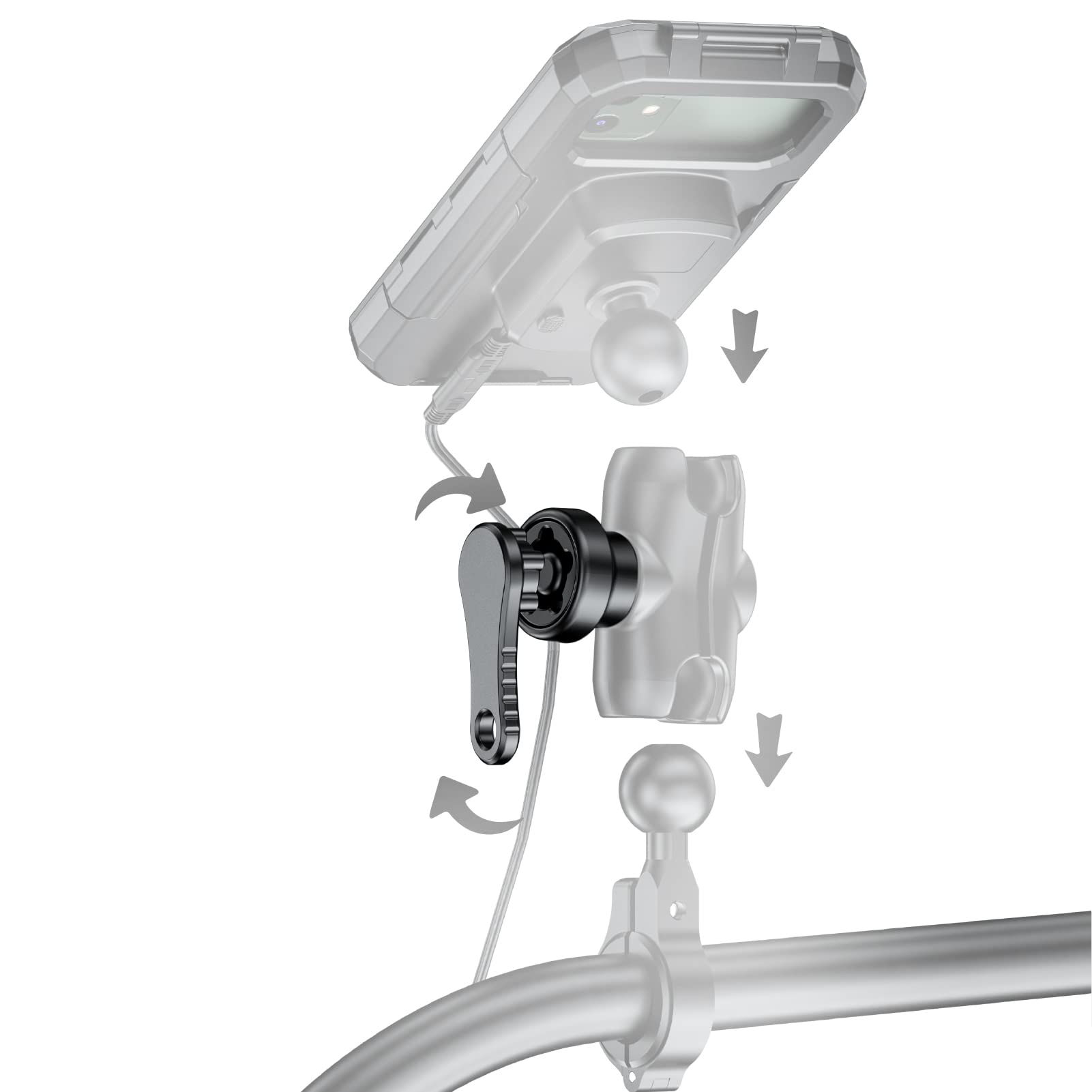 Imestou Anti Theft Lock Security Knob And Key Knob Fit For Ram Double Socket Mounts Or Other Motorcycle/Bike 1'' Ball Stem Phone