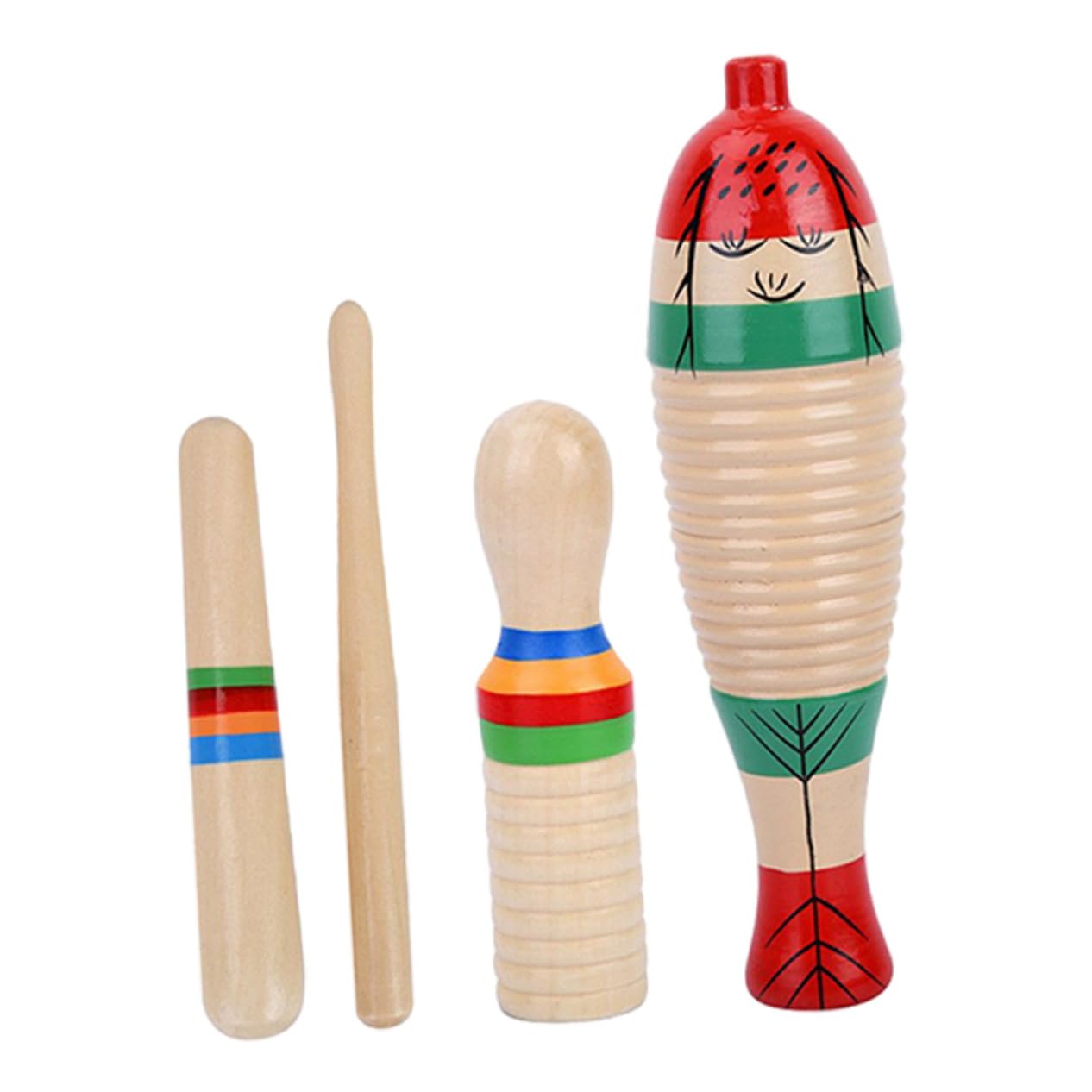 ULDIGI 2sets Wooden Guiro Instruments for Boys and Girls Beginner Percussion Toys Sticks Develops HandEye Coordination and Musi