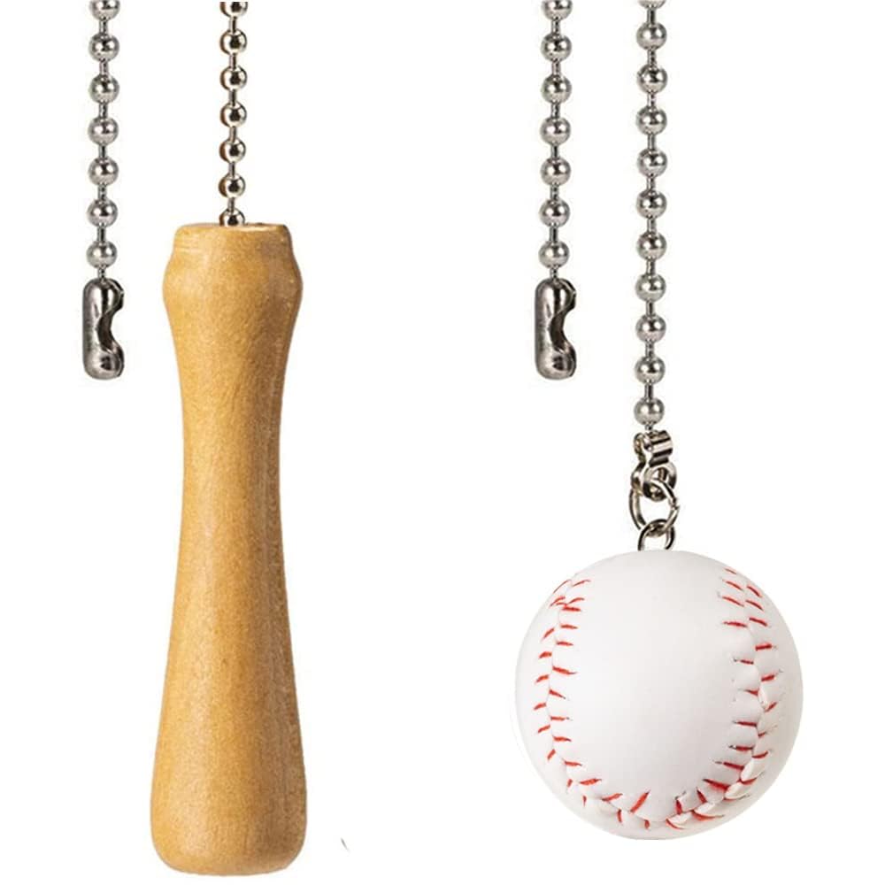 Baseball and Baseball Bats Ceiling Fan Pull Chain Ornaments Extender