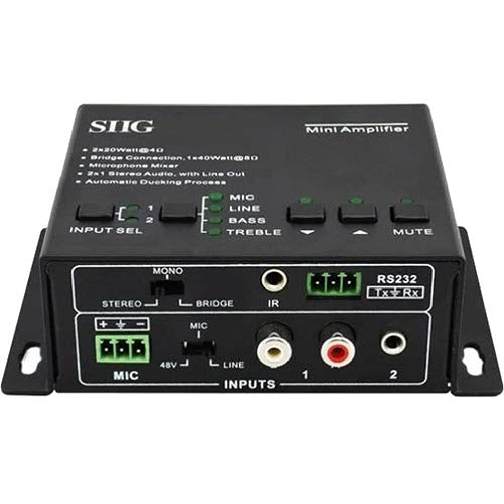 SIIG AC CEAU0011S1 Mini Digital Amplifier with Microphone input Brown Box