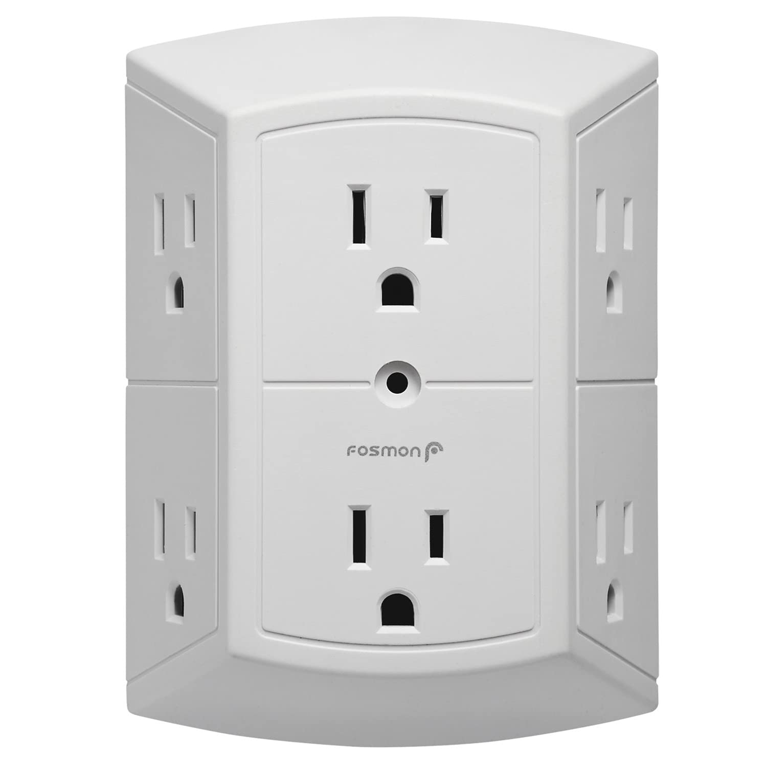 Fosmon 6 Outlet Wall Plug, Six Plug Outlet Adapter, Multiple 6 Way Wall Plug Extender For Travel, Cruise, Dorm, Home And Office,