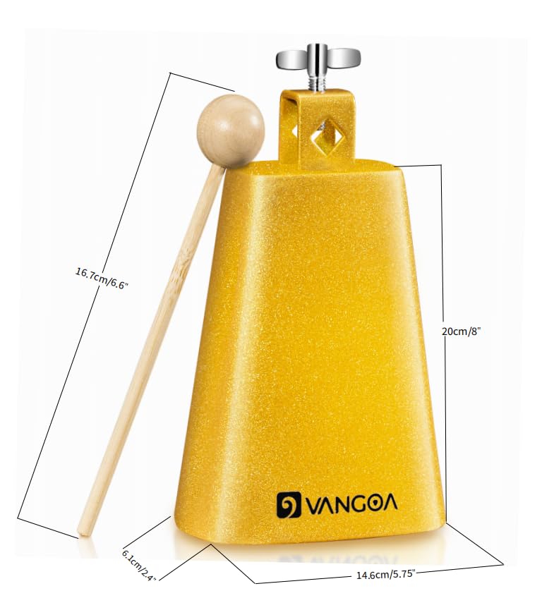 Vangoa Cow Bell 8 Inch Metal Steel Cowbell Noise Makers With Mallet Beater Sticks For Drum Set Kit Percussion Cheering Bell At S