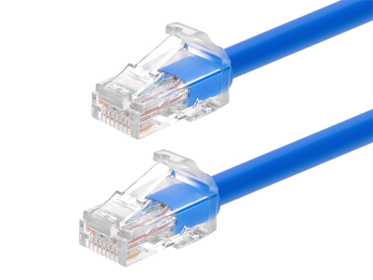 Monoprice Cat6A 1Ft Blue Component Level Patch Cable_ Utp_ 24Awg_ 500Mhz_ Pure B
