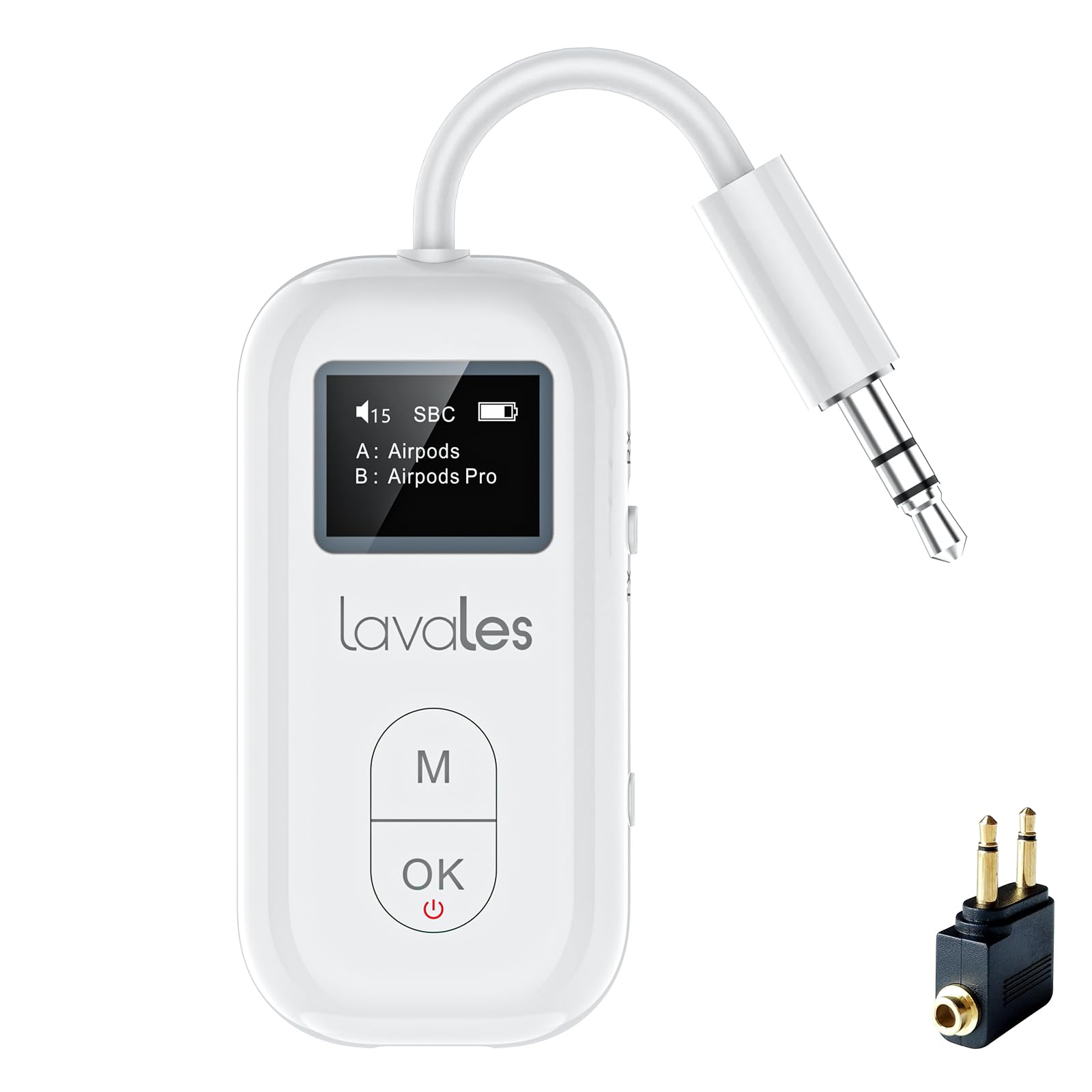 Safefly Pro Bluetooth 5.3 Transmitter & Receiver Bluetooth Audio Adapter W/Screen For Up To 2 Bluetooth Headphones; Use With Any