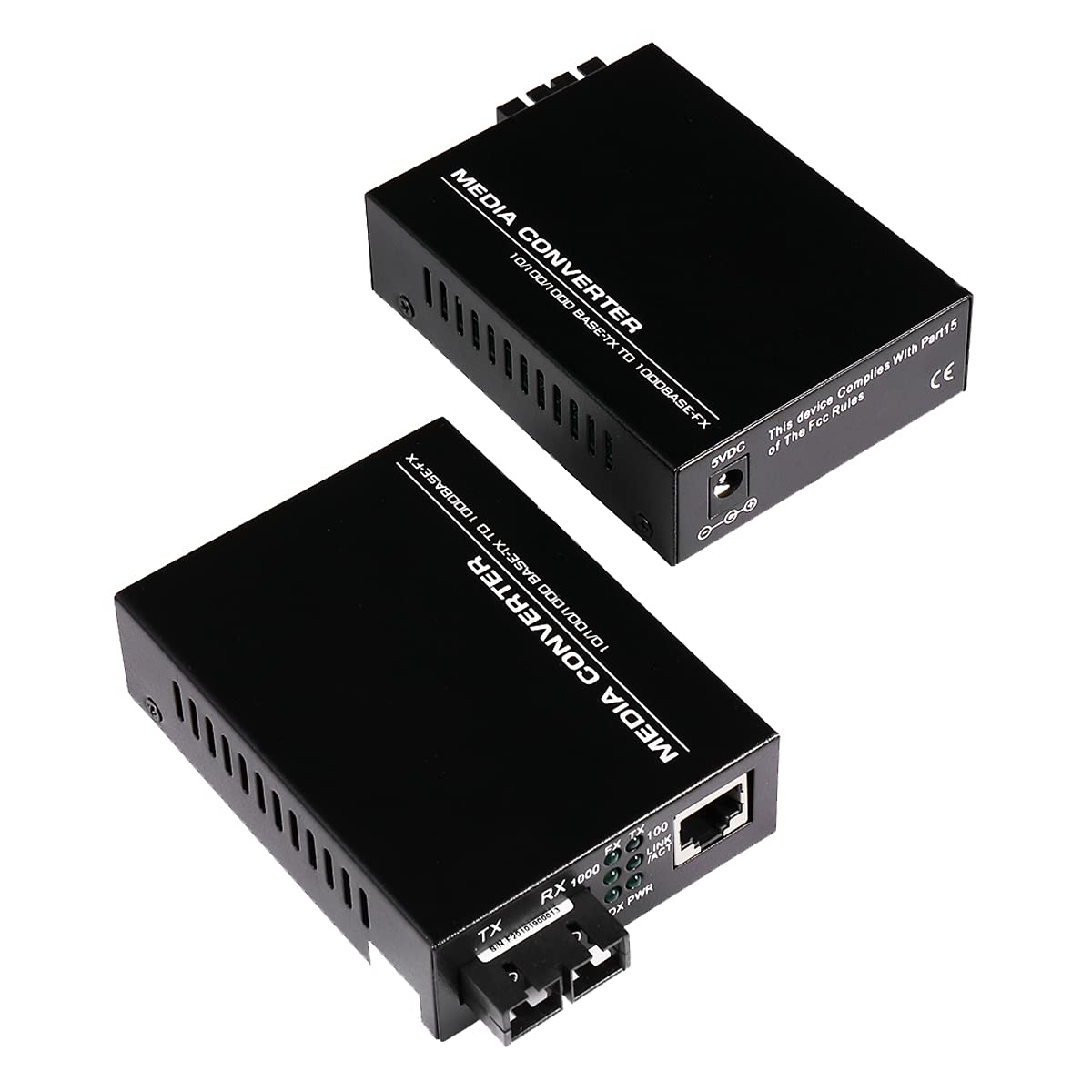 (A Pair Of Bidi) Single Mode Dual Sc Fiber Gigabit Fast Ethernet Media Converter, Mini 1X 10/100/1000Base T Rj45 To 1000Base Sc Slot Converter Transceiver, Up To 30Km 1310 Nm, Ac 100V~240V