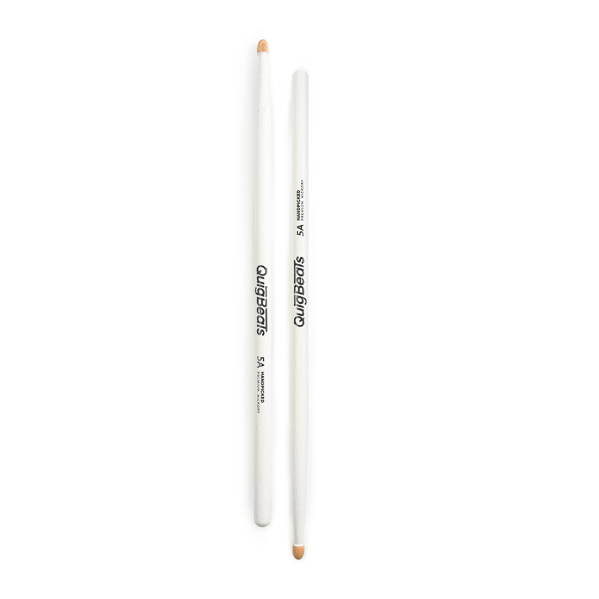 Quigbeats Drum Sticks, Hickory 5A Drumsticks, Drumsticks For Adults & Kids 5A 3 Pairs   White