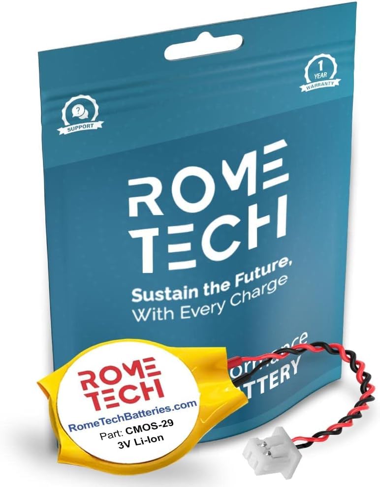 Rome Tech Rtc Cmos Battery For Playstation 2, Playstation 3, Intel Nuc 5Ppyh, Asrock Am1H Itx, H110M Itx, H270M Itx/Ac, B550M Itx Motherboards   Bios Cmos Battery Cr2032 With 2 Pin Wire Cable (3 Pack)
