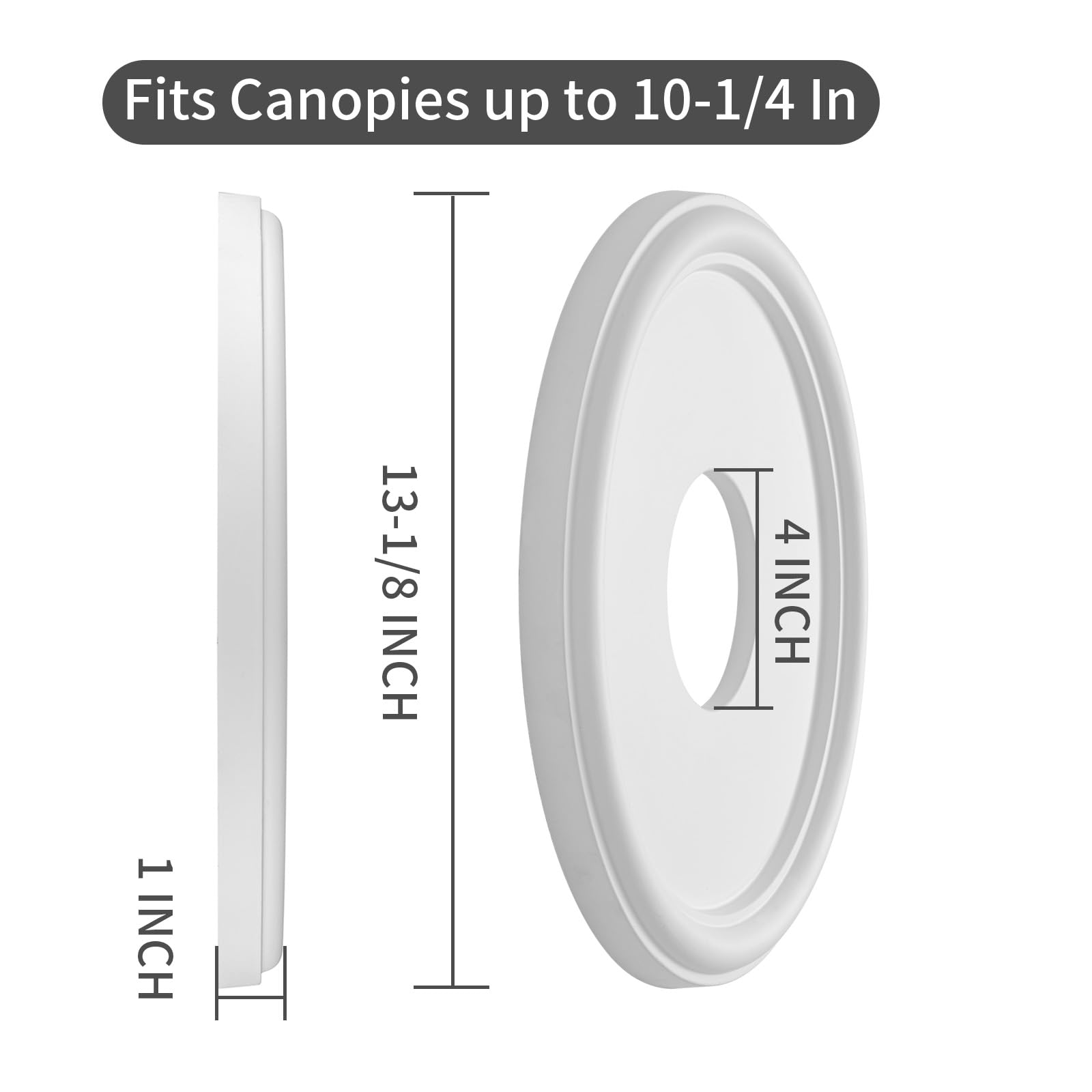 Eifhyt Molded Pu Ceiling Medallion For Light Fixtures And Ceiling Fans, 13.1''Od X 4''Id X 1''P (Fits Canopies Up To 10.25'') Wh