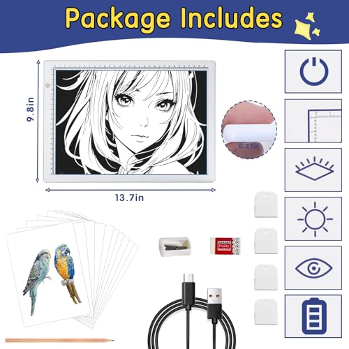 Keiwrlight A4 Light Board For Tracing Pad   Plugged In Power Thin Light Table Adjustable Brightness Stepless Lightbox, A4 Light