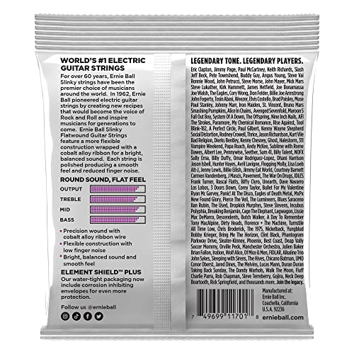 Ernie Ball Power Slinky Flatwound Electric Guitar Strings 11 48 Gauge (P02590)