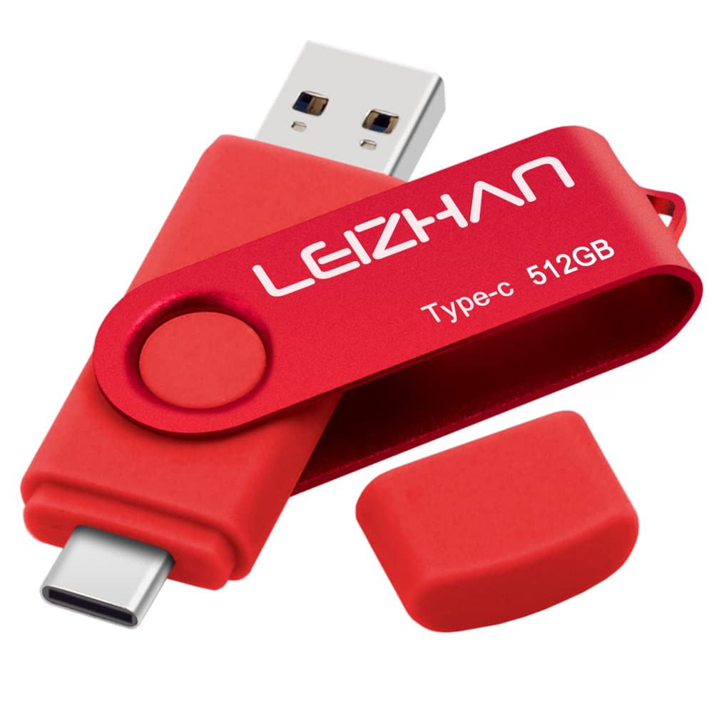 Leizhan 512Gb Usb C Flash Drive, Type C Usb Drive 3.0 For Samsung Galaxy Note10, S10,Note 9, S9, Note 8,S8,Google Pixel, Red