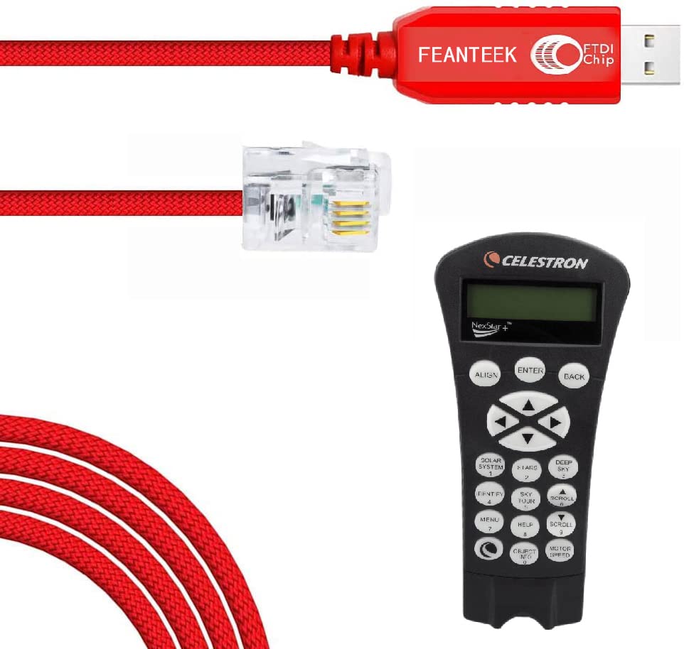 Feanteek Usb To Rj9 Cable For Nexstar Hc(Hand Controller) With Rj9 Port, Usb Control Cable Compatible For Nexstar 8Se 6Se (1.8 M