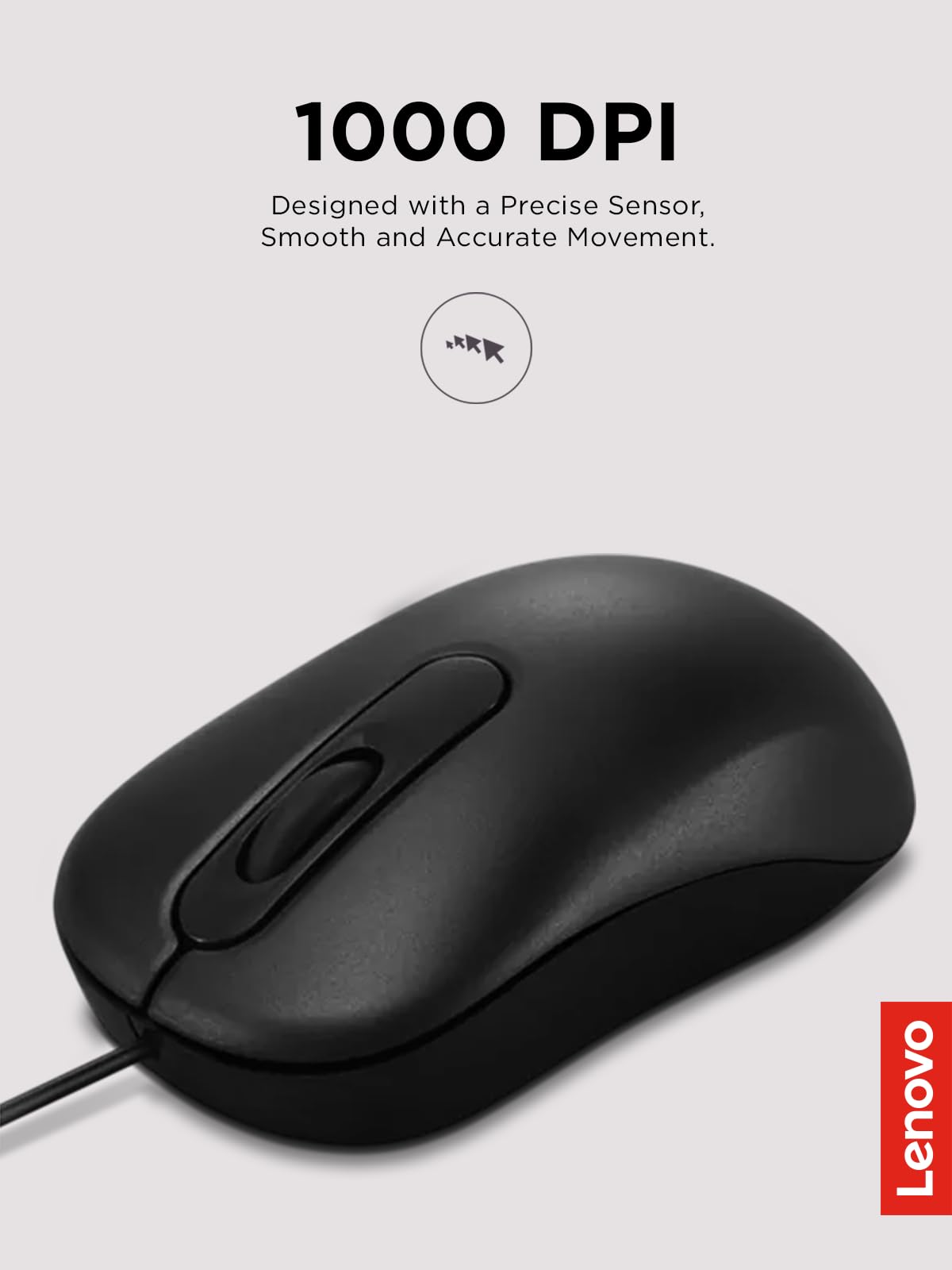 Lenovo 100 Wired Usb Computer Mouse For Pc, Laptop, Computer With Windows - Full-Size - Ambidextrous Design - 3 Buttons - Red Op