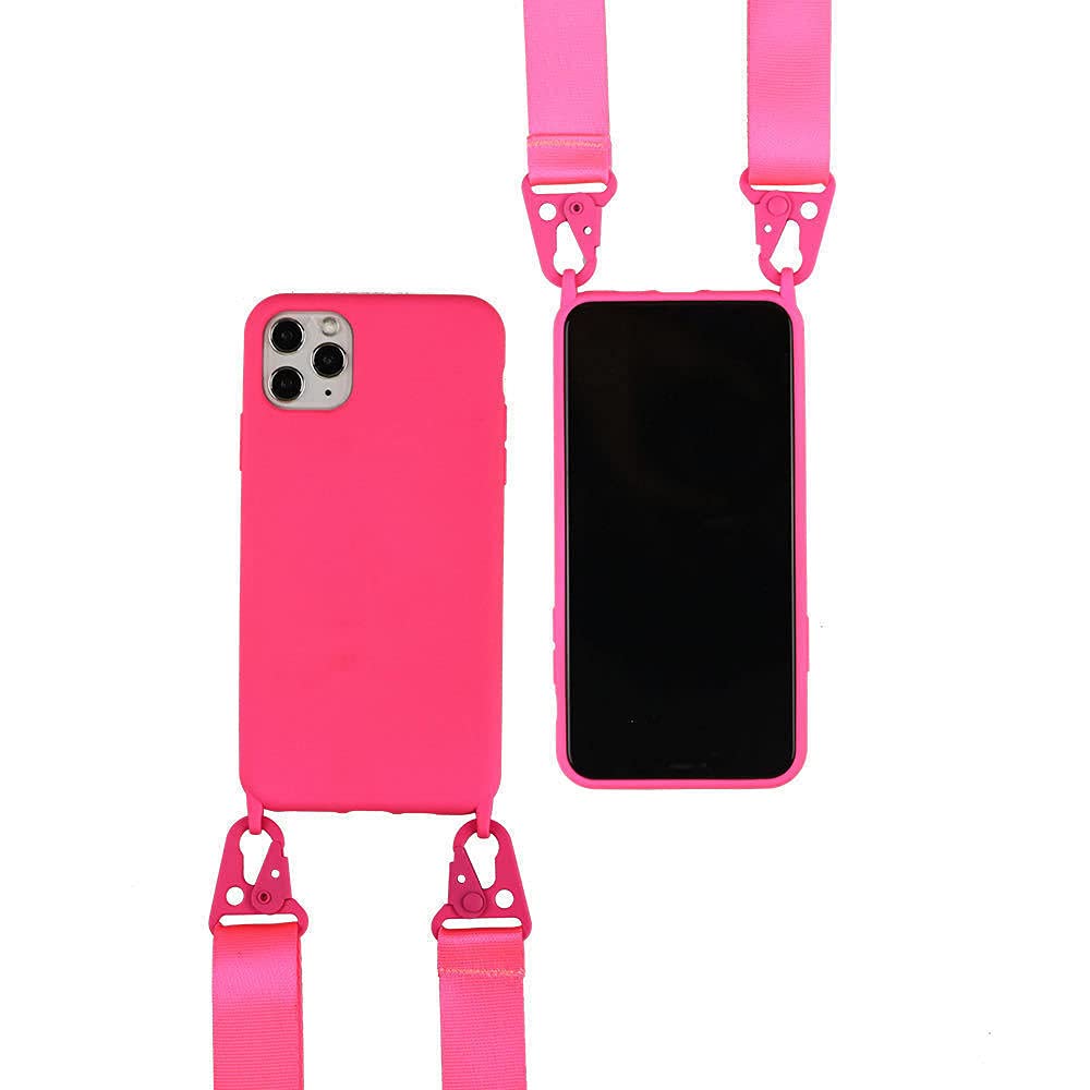 Cquukoi Compatible With Iphone 14 Pro Max,Crossbody Phone Case With Lanyard Cute Soft Silicone Case With Adjustable Shoulder Str