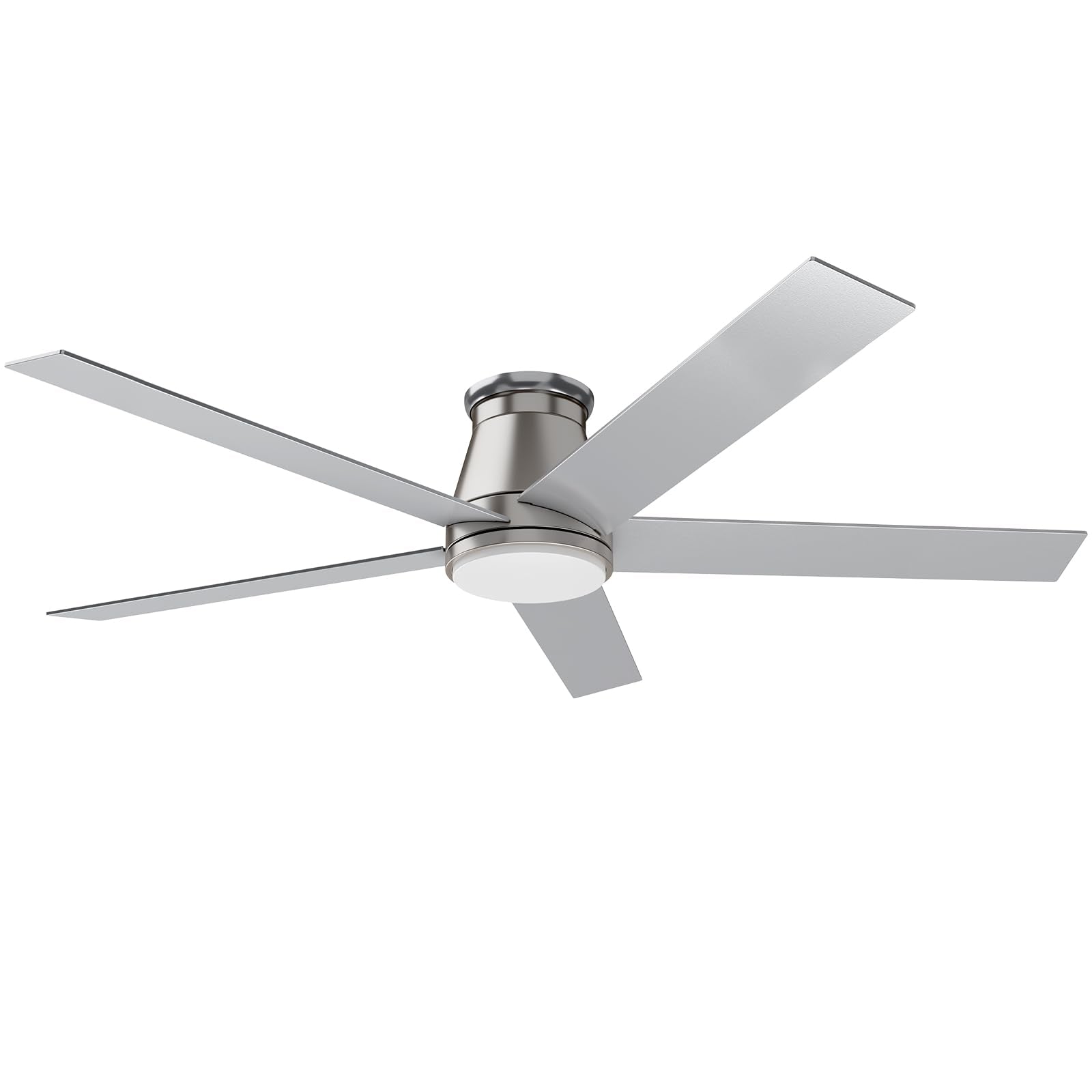 wurzee 60 inch Flush Mount Ceiling Fan Brushed Nickel ceiling fans with lights 6 Speeds DC Reversible Motor, Timing, Dimmable, 5