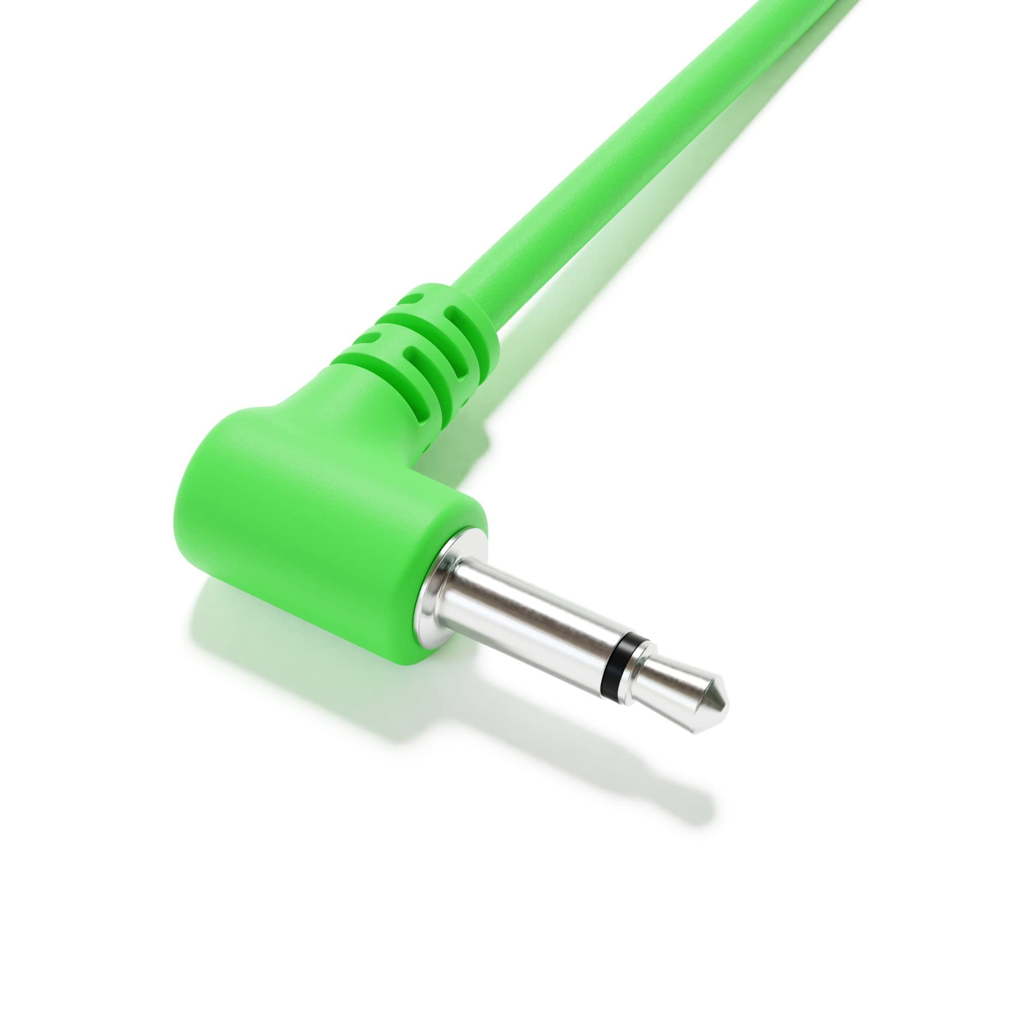 Excelvalley - 5-Pack - Right Angle Mono Modular Patch Cables - 3.5Mm 1/8 Eurorack Synthesizer [Green | 60 Cm - 23.62]