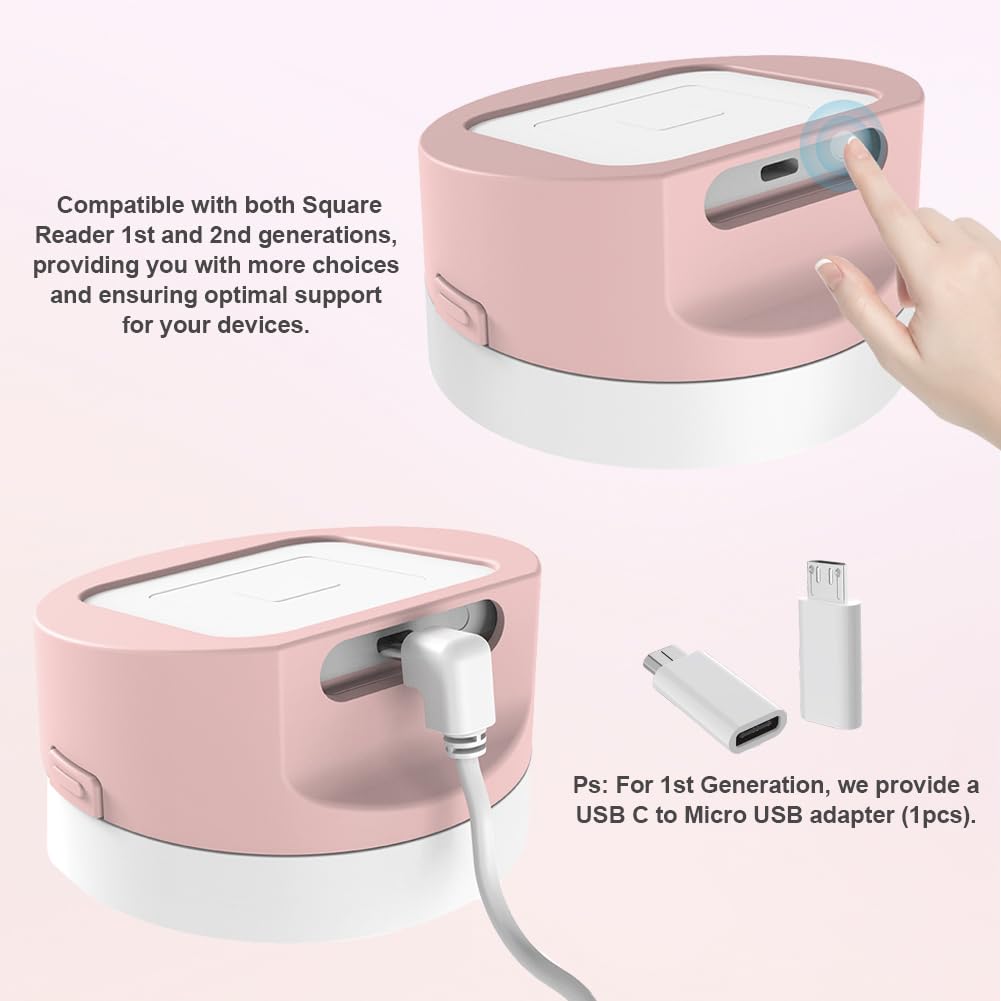 Miragecover Dock For Square Reader   Compatible With 1St And 2Nd Generation Square Reader, Elegant White Case, Anti Sleep Featur