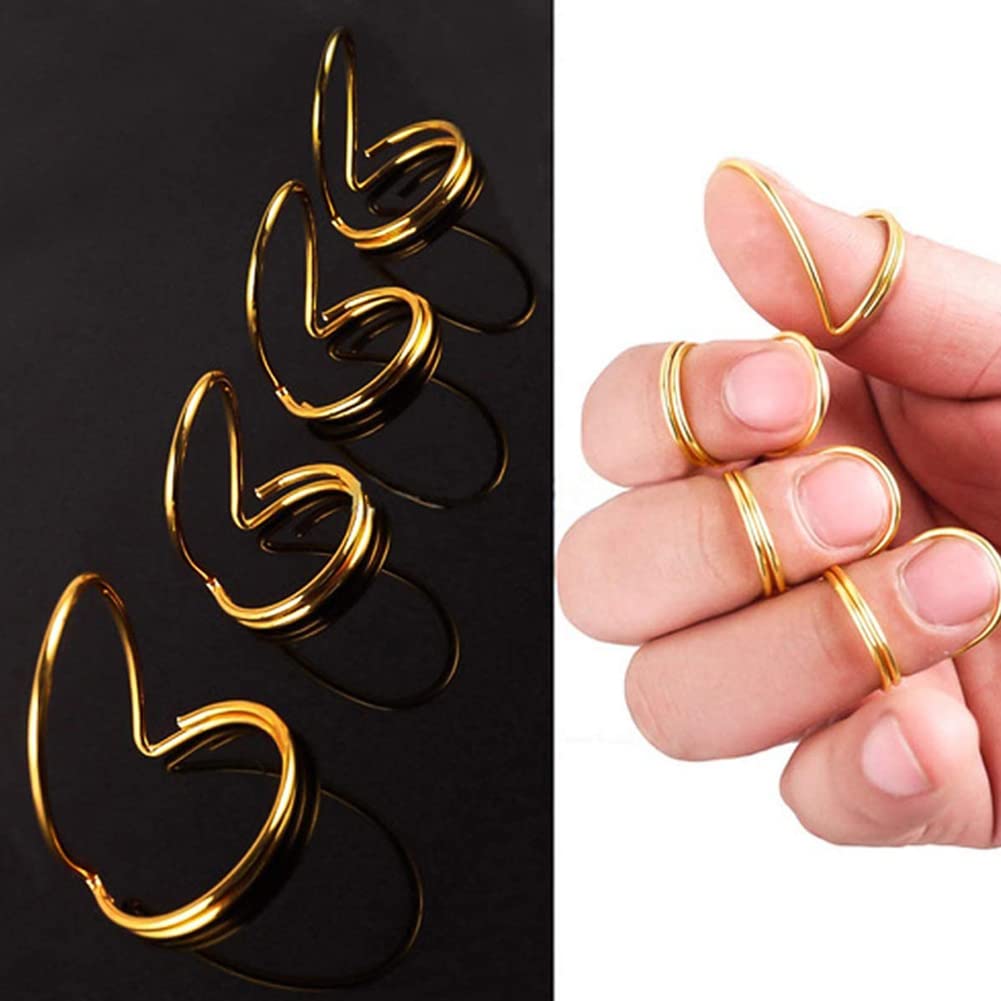 2 Sets Of 8Pcs Gold And Silver Metal Guitar Finger Picks Guitar Finger Pick Accessories Wire Style Plectrums Protector Metal Wir