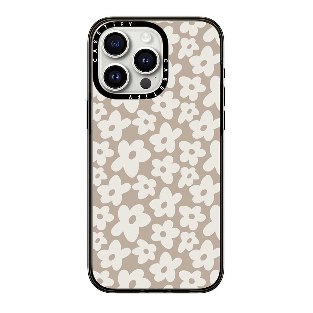 Casetify Compact Case For Iphone 15 Pro Max [2X Military Grade Drop Tested / 4Ft Drop Protection]   Natural Flower   Clear Black