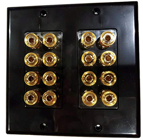 Black Speaker Wall Plate 16 Post For 8 Speakers And Color Coded For Home Theater System Dolby Audio Dolby Sound Hdtv By Hookup.Com.
