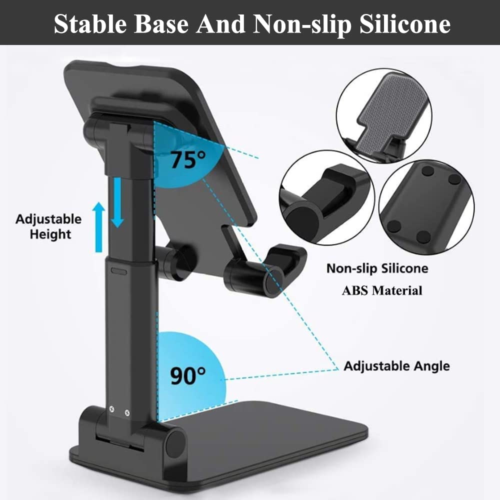 Meetuo 2 Pcs Cell Phone Stand, Adjustable Angle Height Phone Stand For Desk, Foldable Portable Phone Holder For Iphone 14/13/12/