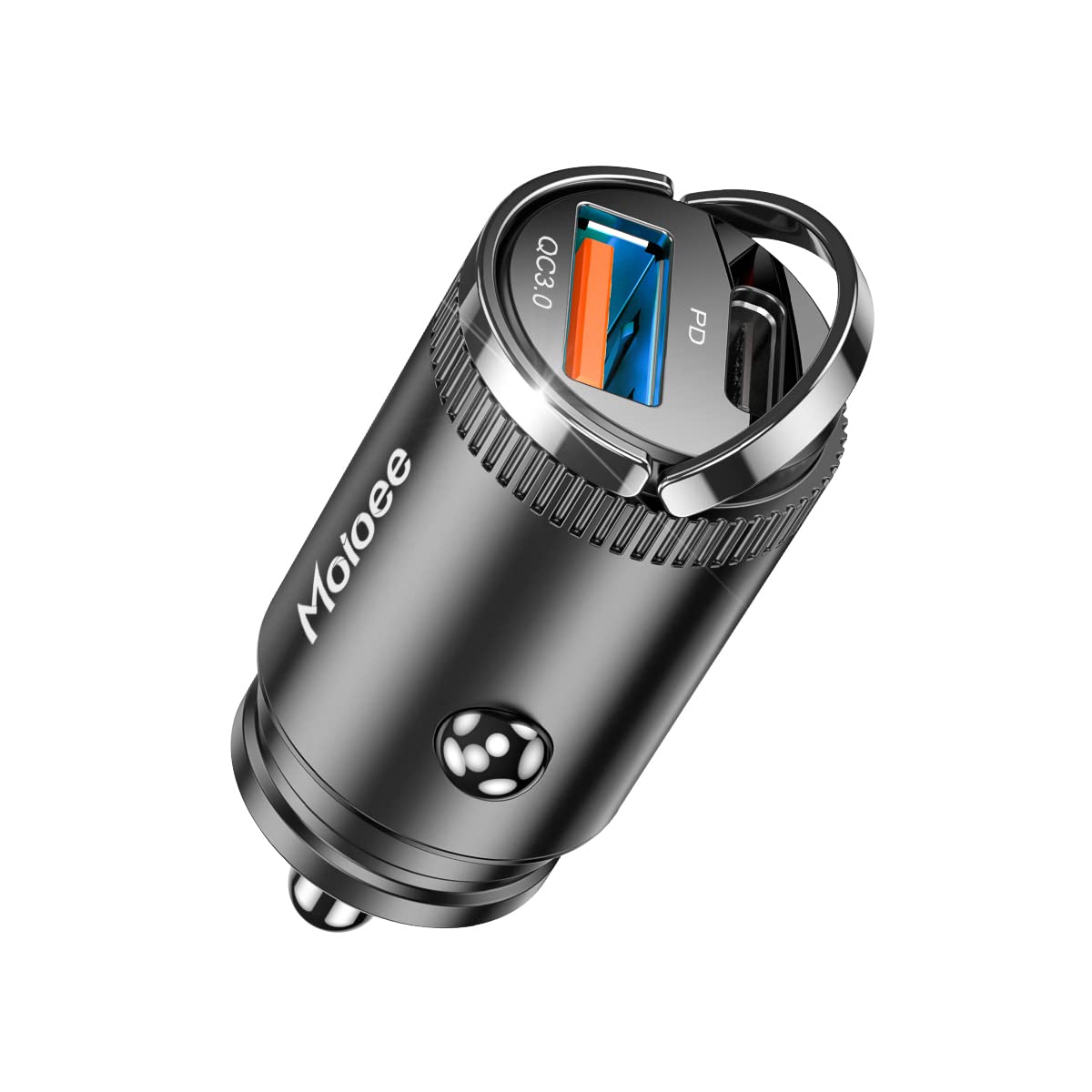 Usb C 60W Car Charger Fast Charge, 30W Pd& 30W Qc3.0 Fast Charge With Metal Body, Flush Fit Pull Ring Style Universal For Iphone